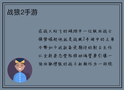 战狼2手游