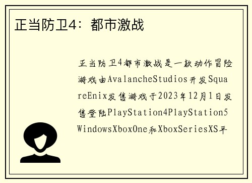 正当防卫4：都市激战
