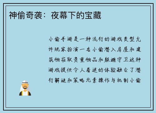 神偷奇袭：夜幕下的宝藏